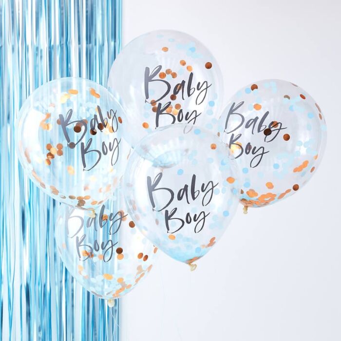 Konfettibalonger 5-pack Baby Boy Blå - 2