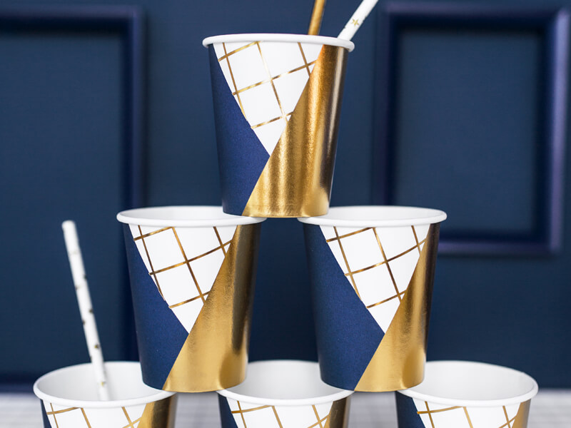 PAPPMUGGAR | 6-pack | Blå & guld