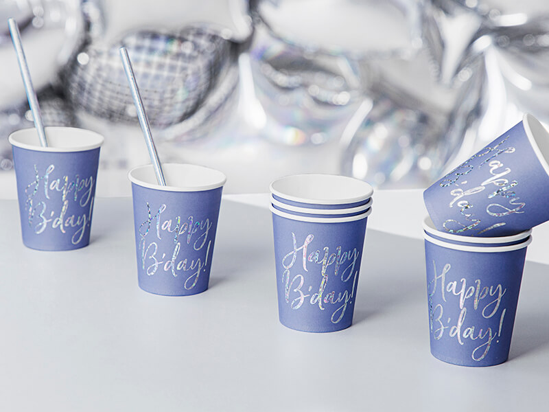 PAPPMUGGAR | 6-pack | blå happy b-day