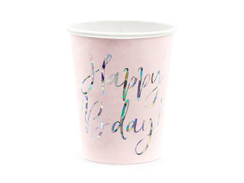 PAPPMUGGAR | 6-pack | ljusrosa | Happy birthday