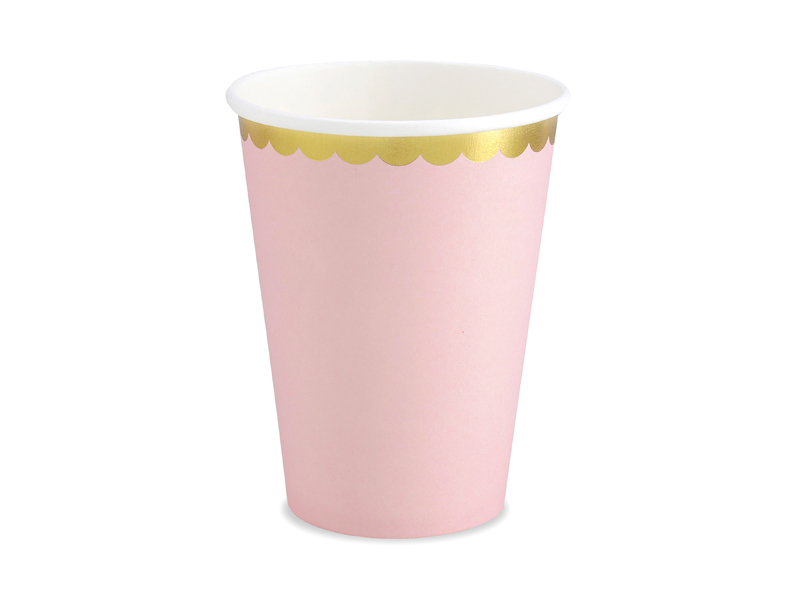 Pappmuggar Ljusrosa med guldkant - 2