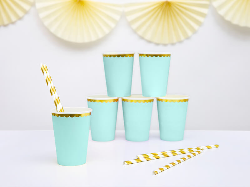 Pappmuggar Mint med guldkant 6-pack - 2