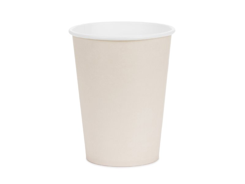 Beige pappmuggar 250 ml 6-pack till dop, babyshower och kalas