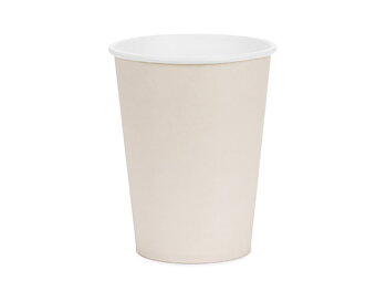 Beige pappmuggar 250 ml 6-pack till dop, babyshower och kalas