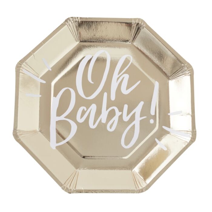 Papptallrikar "Oh Baby!" Guld - 2
