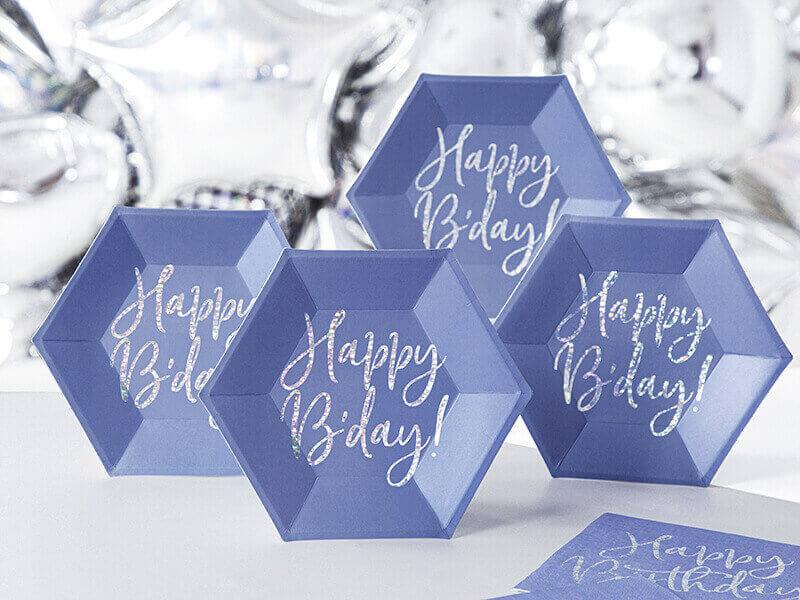Papptallrikar Blå Happy birthday - 3