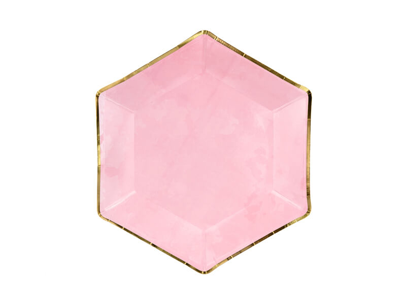 PAPPTALLRIKAR | 6-pack | hexagon | rosa/guld