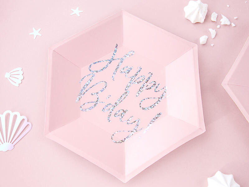 PAPPTALLRIKAR | 6-pack | ljusrosa happy birthday