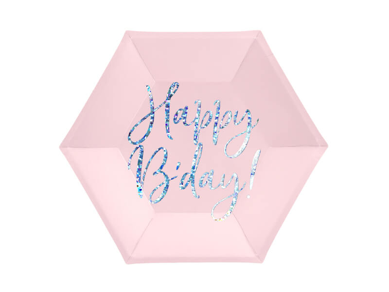 PAPPTALLRIKAR | 6-pack | ljusrosa happy birthday - 2