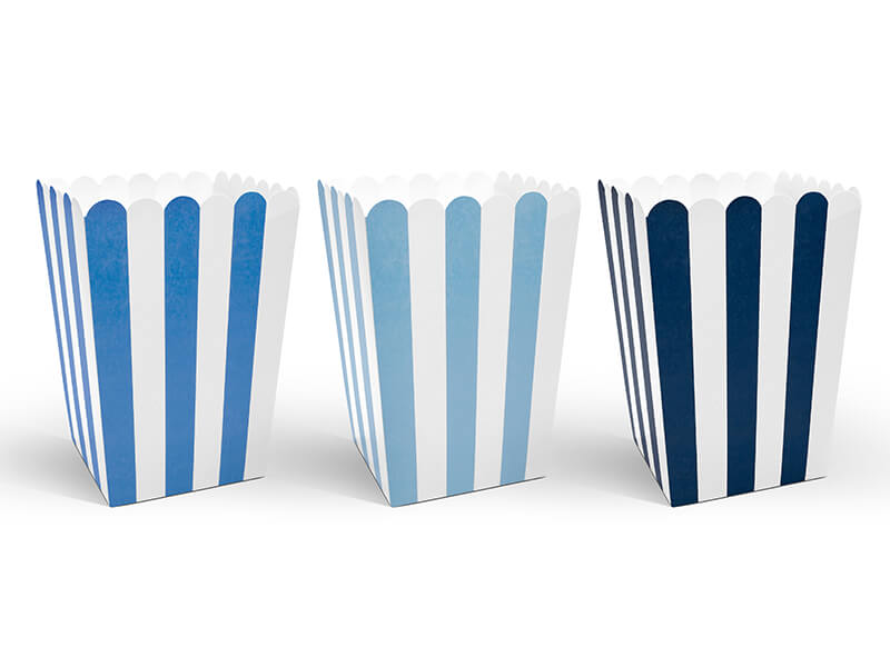 Popcornboxar 6-pack blå & vita ränder