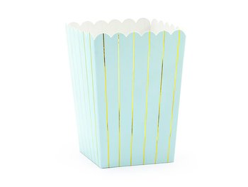 Popcornboxar 6-pack ljusblå & guld ränder