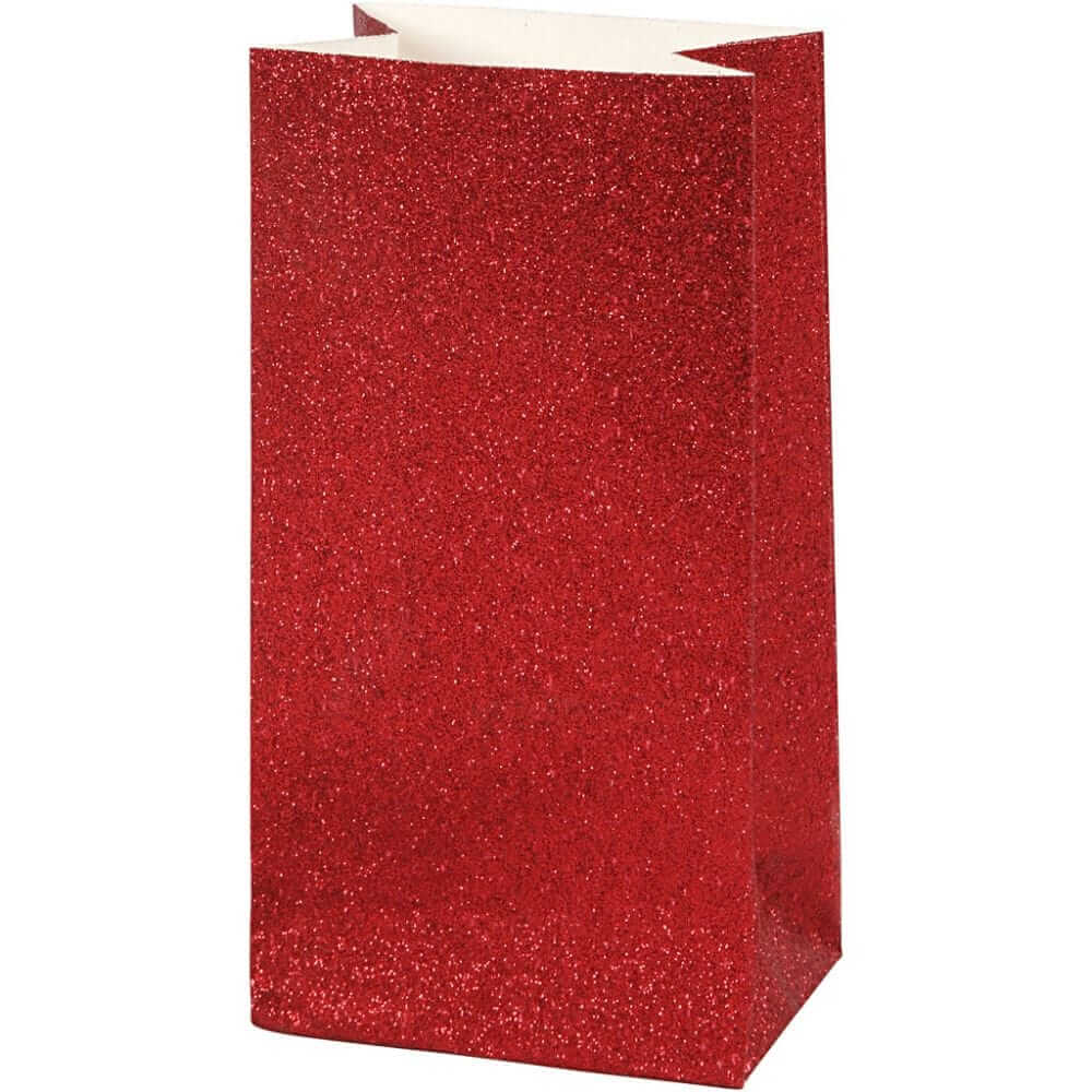 Papperspåsar Röd Glitter 8-pack