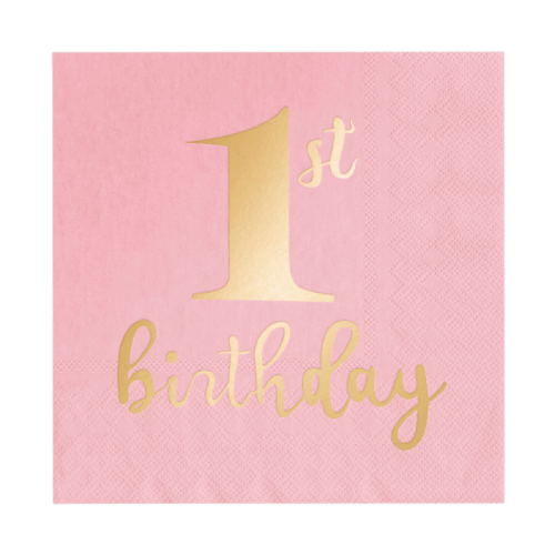 Servetter 10-pack 1st birthday Rosa
