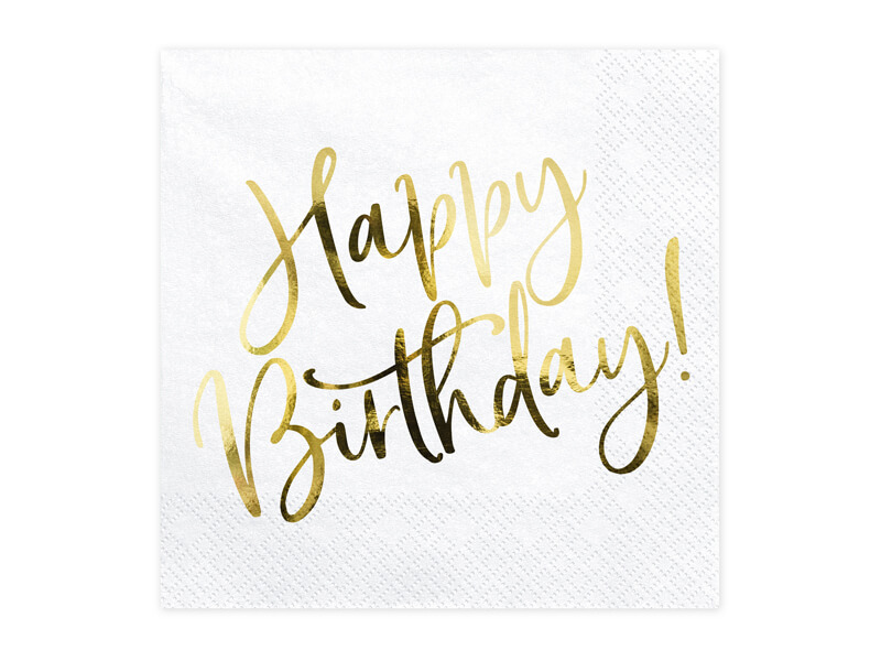 SERVETTER | 20-pack | "happy birthday" | guld