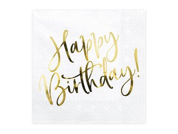 SERVETTER | 20-pack | "happy birthday" | guld