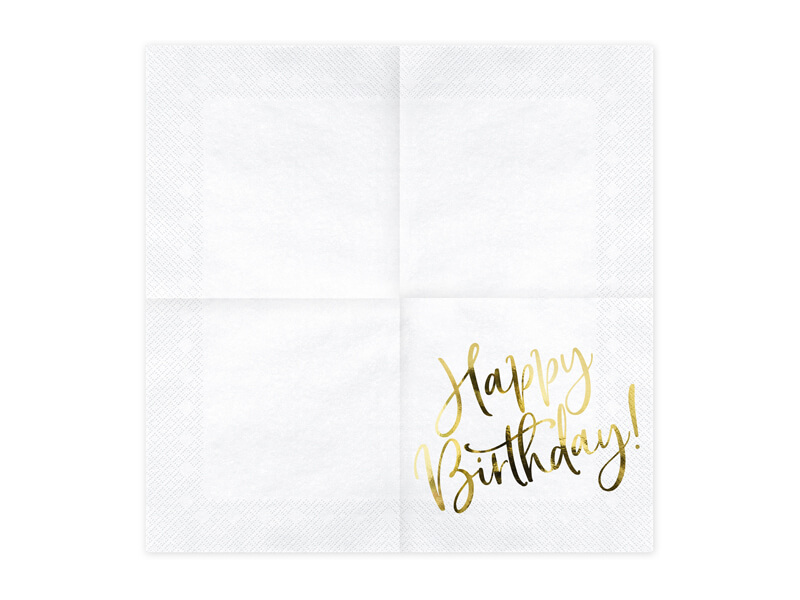SERVETTER | 20-pack | "happy birthday" | guld - 2