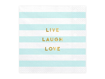 Servetter 20-pack ljusblå "Live laugh love"