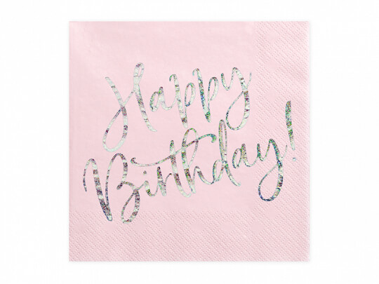 Servetter 20-pack Rosa "Happy Birthday" - 2