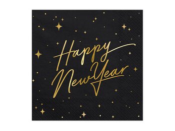 Servetter Svarta "Happy New Year"