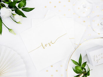 SERVETTER | 20-pack | vita med guld  text "Love"
