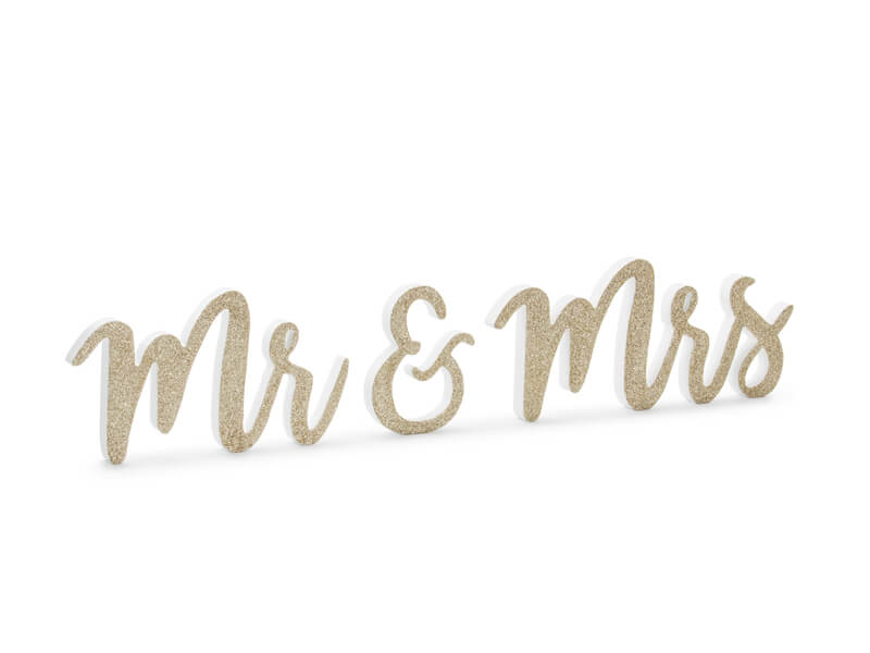 TRÄBOKSTÄVER | Mr & Mrs | guldglitter - 2