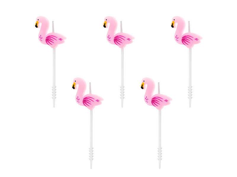 Tårtljus Flamingo 5-pack