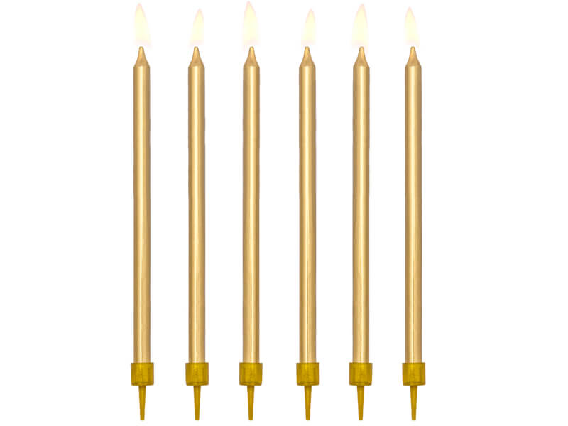 Tårtljus Metallic guld 12-pack