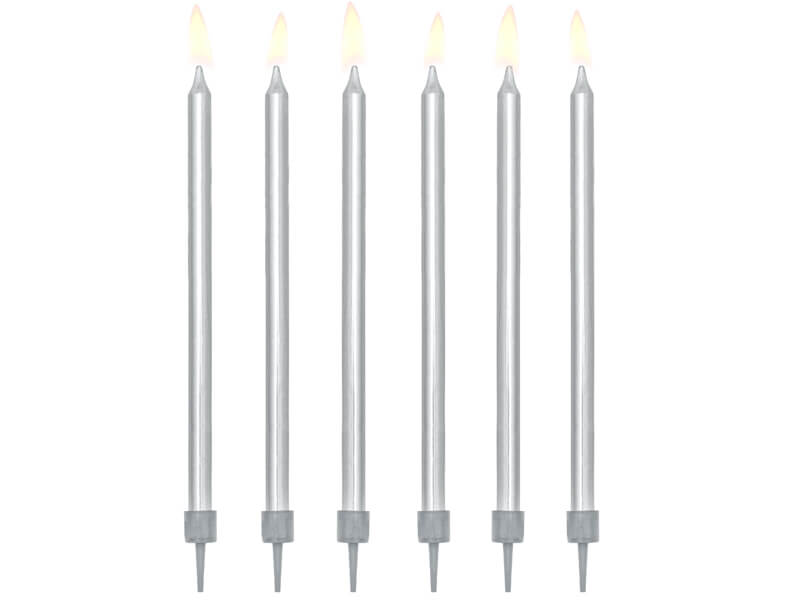 Tårtljus 12-pack Metallic silver - 2