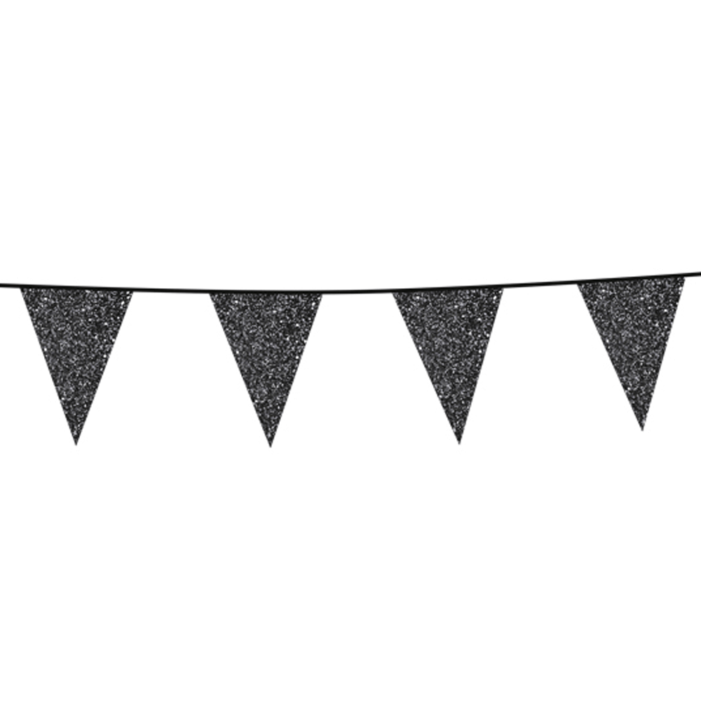 Vimpel 6 m Svart glitter