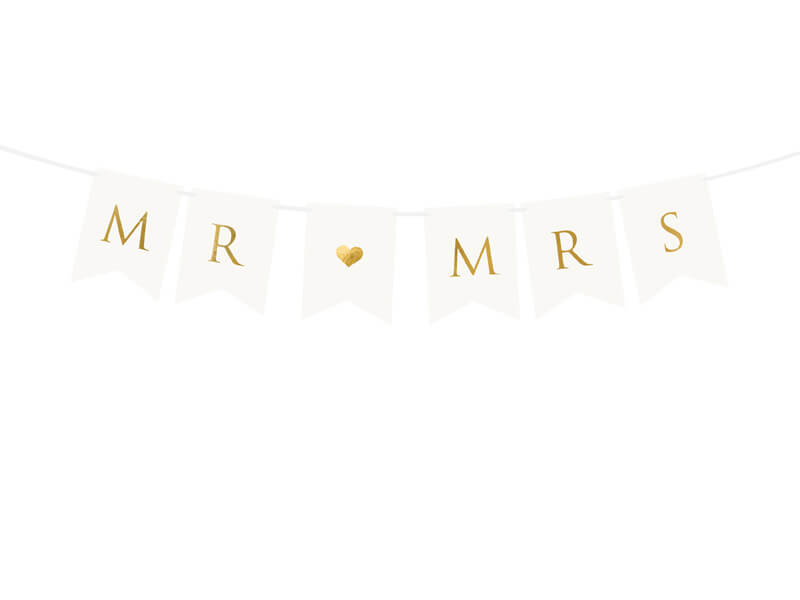 VIMPEL | Mr & Mrs | vit & guld - 2