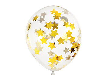 Konfettiballonger Guld stjärnor 5-pack