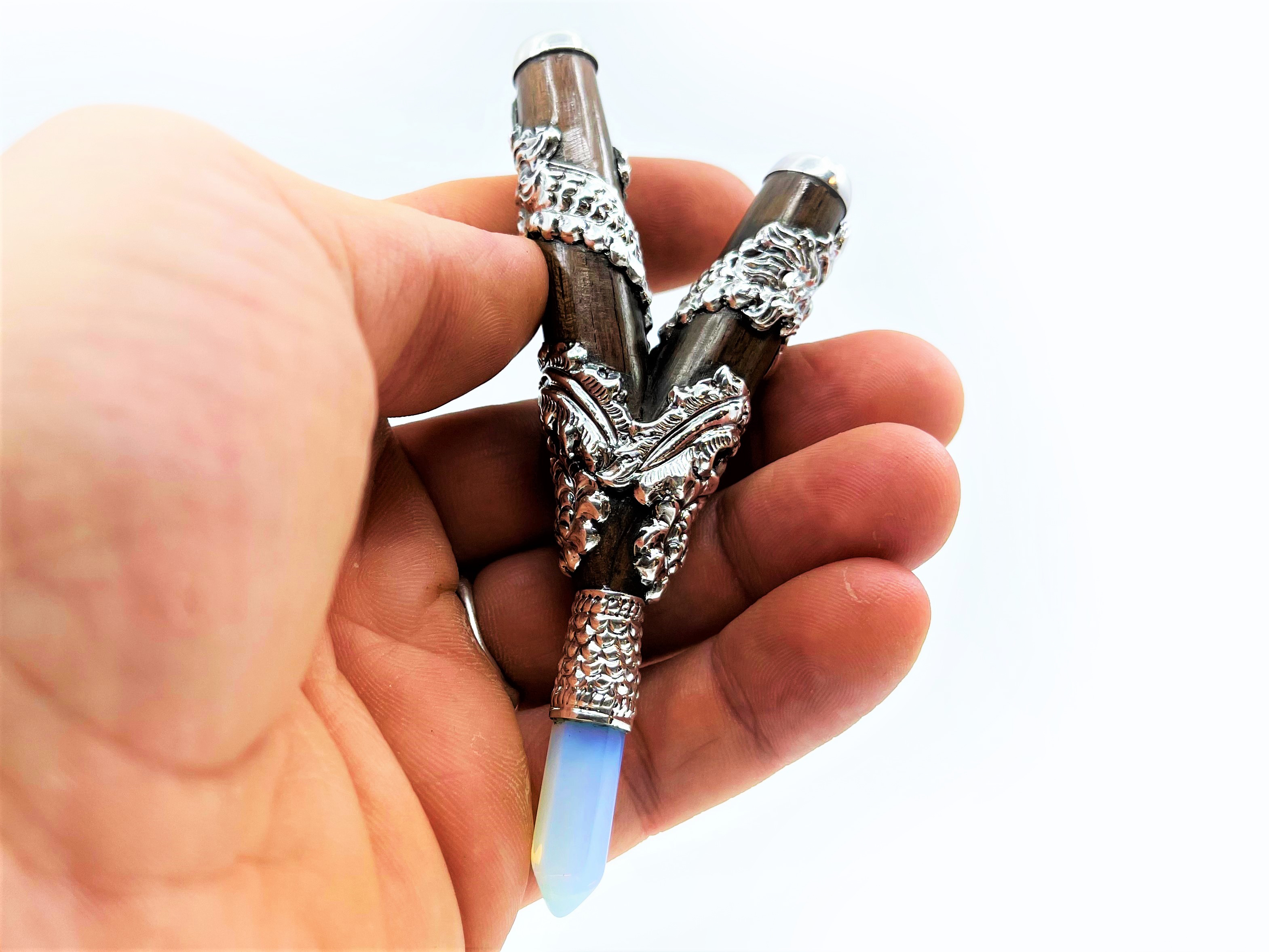 Silverdrak-kuripe - Teak, Silver & Ädelstenar - 4