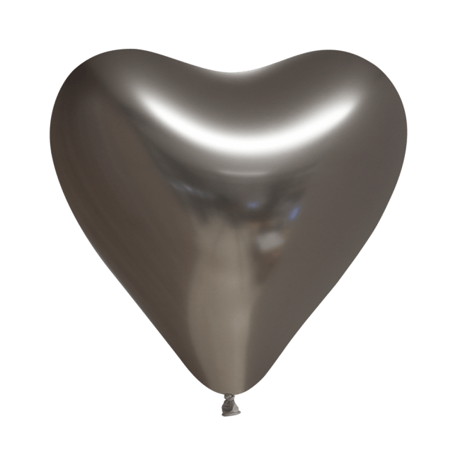 Ballonger Hjärta Grå chrome