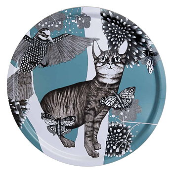 Large tray the cat turquise