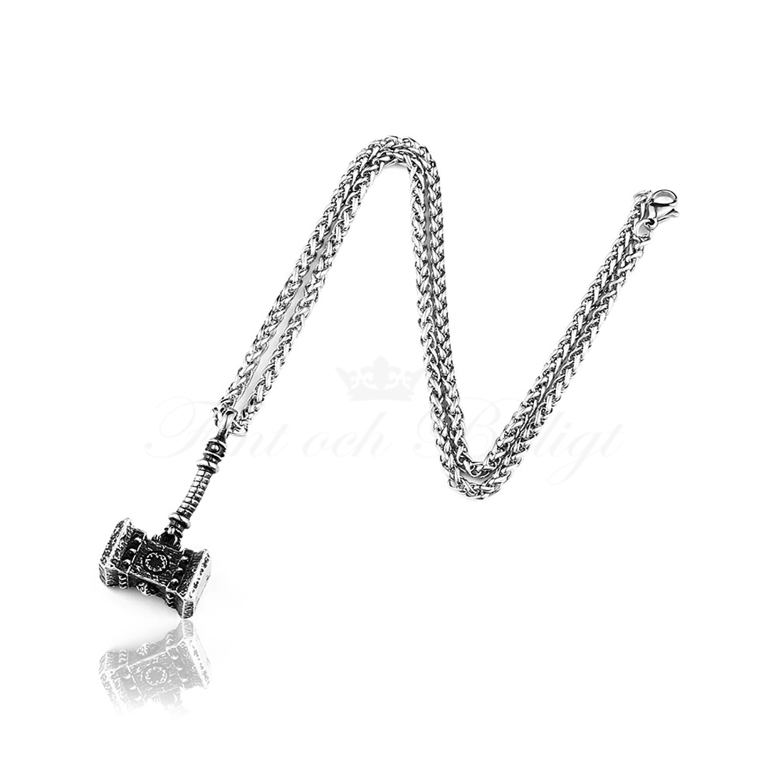 Halskæde  Thor's Hammer Big Solid - Viking Vedhæng Mjølnir - 2