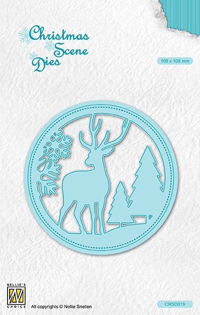 Christmas scene dies round frame "Reindeer" 