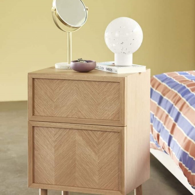 Sängbord 2-set Herringbone ek Hubsch - 6