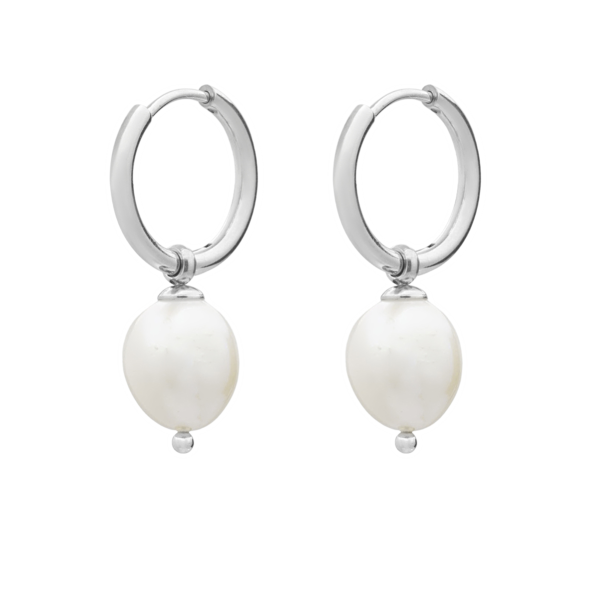 Pearl Hoop - Silver