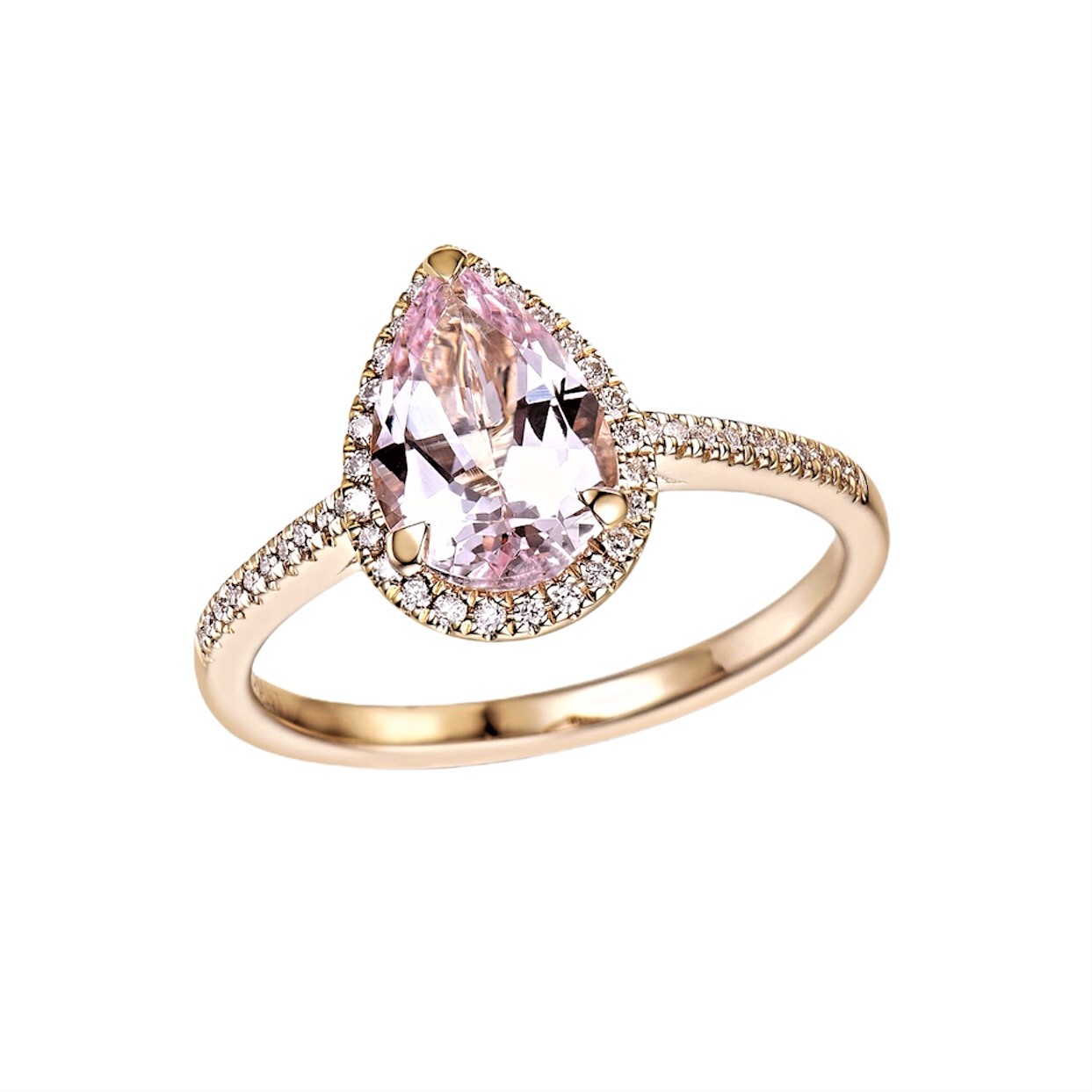 MORGANITE PEAR CUT DIAMOND RING