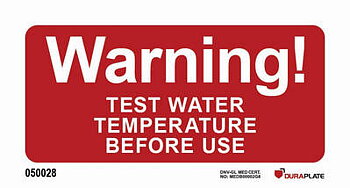 "Warning test water temperature before use" sign - IMPA 33.8000