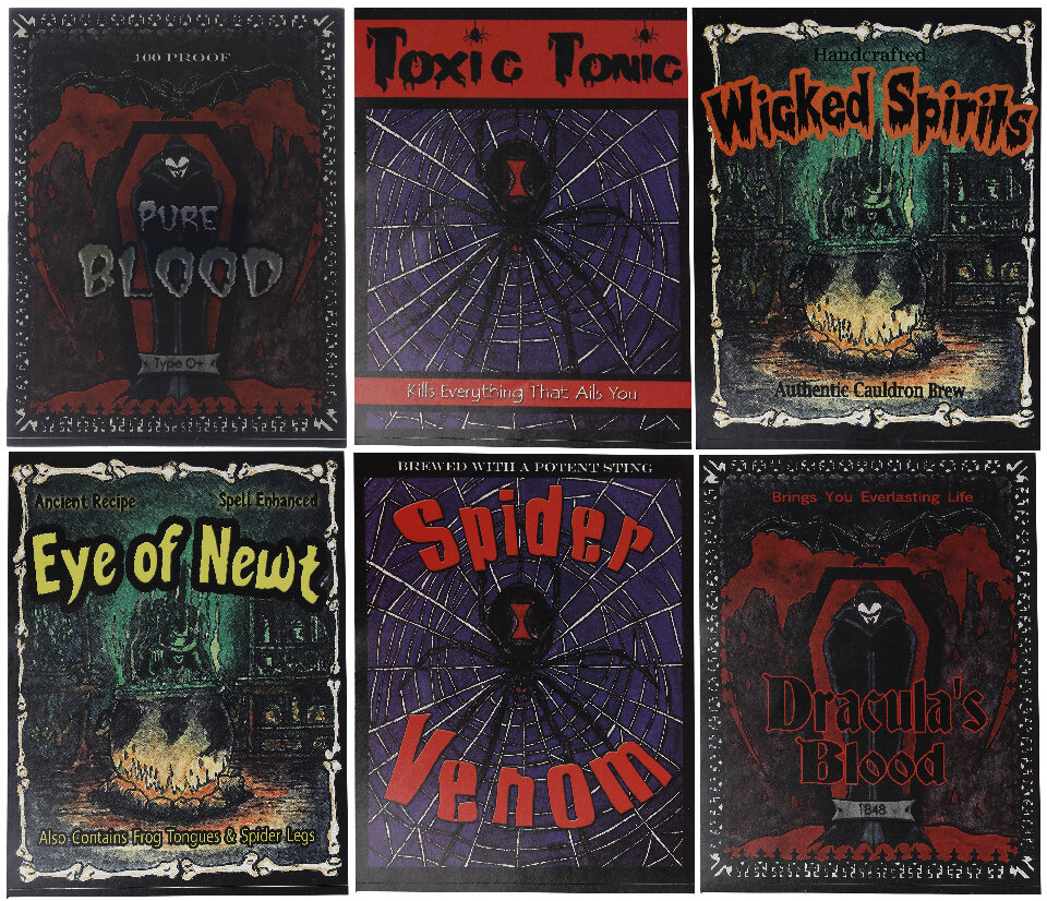 Halloweendekoration Flasketiketter 6-pack
