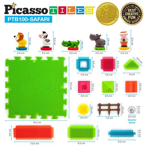 Picasso-Tiles Bristle Blocks 100 Bitar, Safari - 8