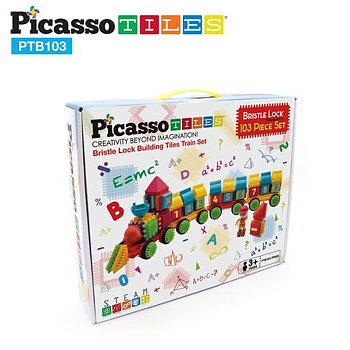 Picasso-Tiles Bristle Blocks 103 Bitar, Tåg