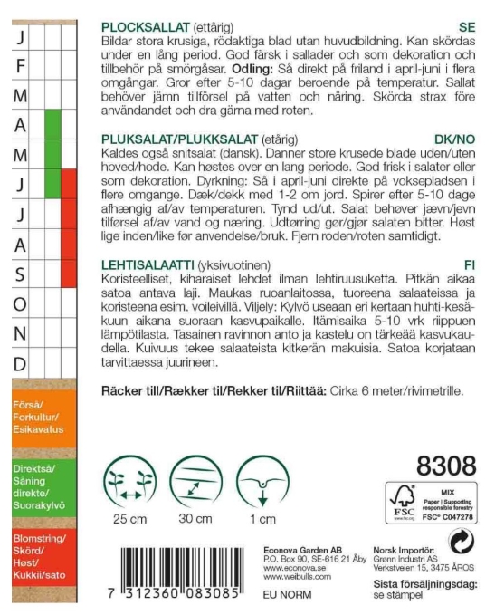 8308 Sallat, plock-, KRAV  Lactuca sativa - 2