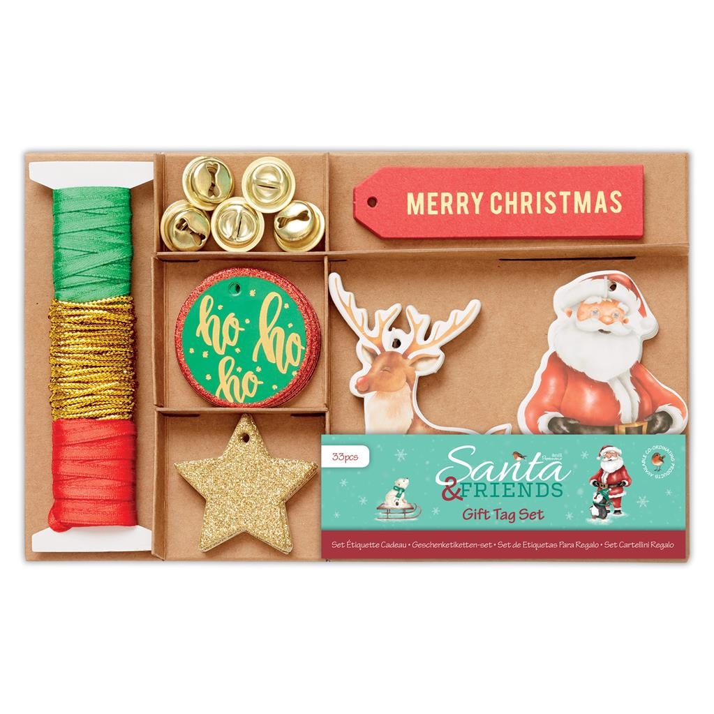 Santa  &  Friends, tags set, 33delar, Papermania