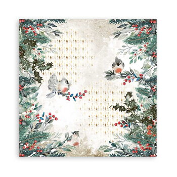 Romantic Christmas Birds, 12"x12", dubbelsidigt, Stamperia