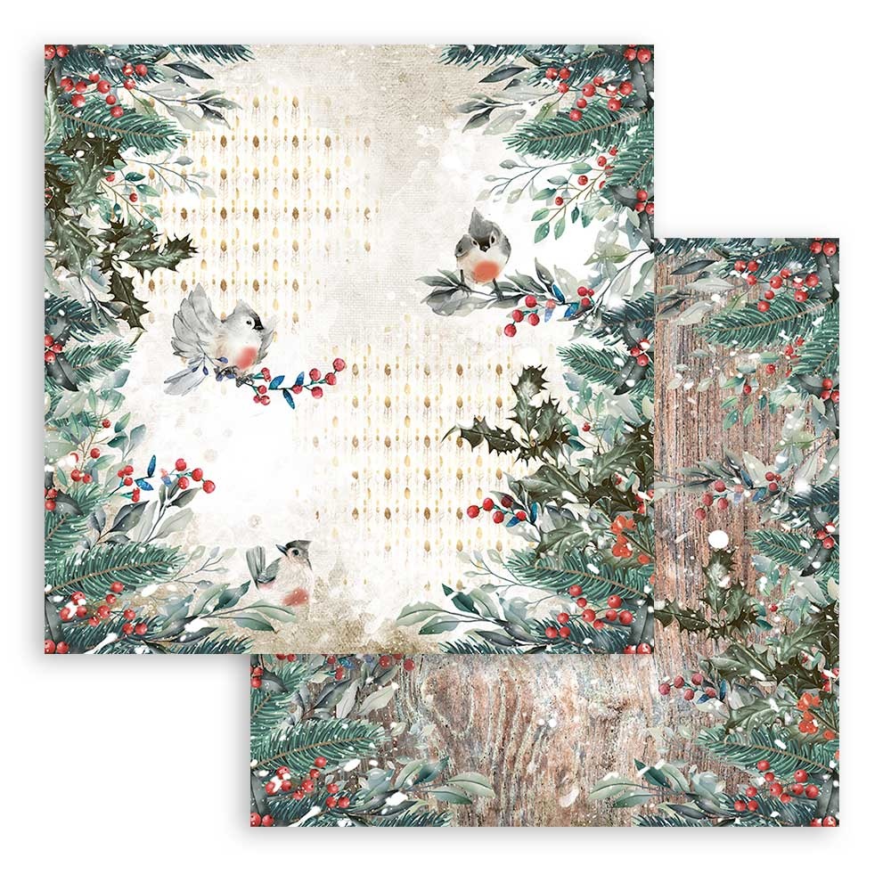 Romantic Christmas Birds, 12"x12", dubbelsidigt, Stamperia