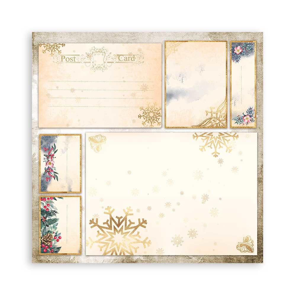Romantic Christmas Cards Santa Claus, 12"x12", dubbelsidigt, Stamperia - 3