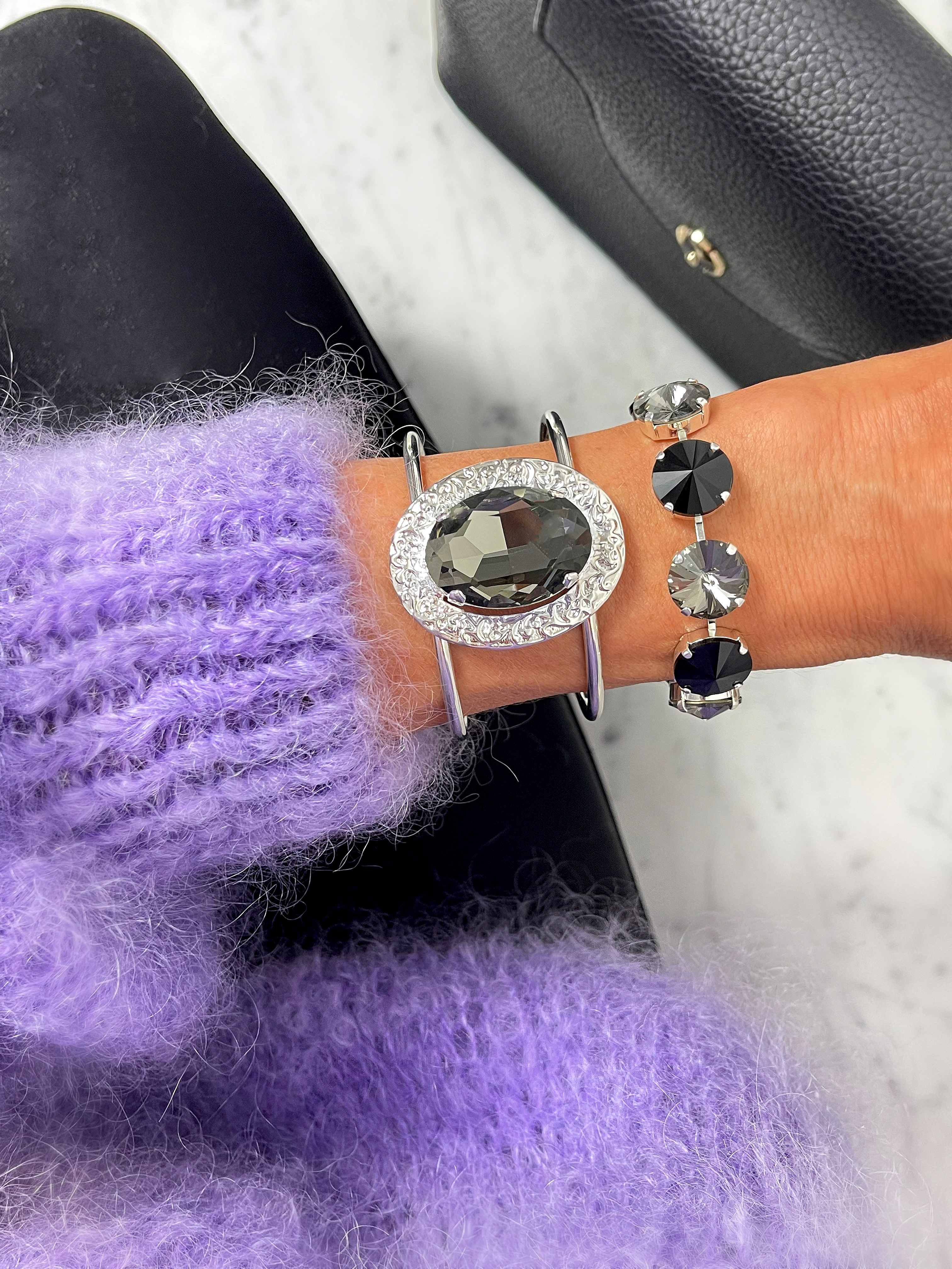 Armband Cuff Demi Black Diamond Silver - 2