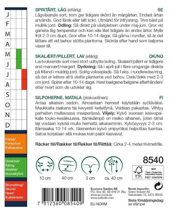 8540 Spritärt, Låg (grön)    Pisum sativum - 2